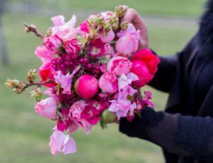 Bouquet de saison été rose et fuschia, pivoine