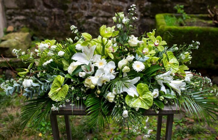  Couvre cercueil blanc et vert 