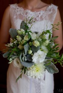 Bouquet de mariée blanc et vert